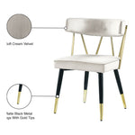 Rheingold Velvet Upholstered Dining Chair in Cream