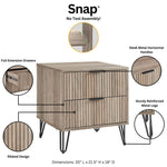 Dumbo 20" Fluted Nightstand (2-Drawer) in Rustic Gray