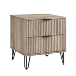 Dumbo 20" Fluted Nightstand (2-Drawer) in Rustic Gray