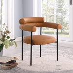 Blake Vegan Leather Upholstered Dining Chair in Cognac