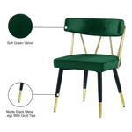 Rheingold Velvet Upholstered Dining Chair in Green