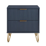 Dumbo 20" Fluted Nightstand (2-Drawer) in Midnight Blue
