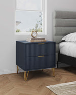 Dumbo 20" Fluted Nightstand (2-Drawer) in Midnight Blue