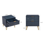 Dumbo 20" Fluted Nightstand (2-Drawer) in Midnight Blue