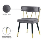 Rheingold Velvet Upholstered Dining Chair in Grey