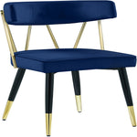 Rheingold Velvet Upholstered Dining Chair in Navy