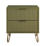 Dumbo 20" Fluted Nightstand (2-Drawer) in Olive Green