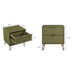 Dumbo 20" Fluted Nightstand (2-Drawer) in Olive Green