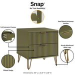 Dumbo 20" Fluted Nightstand (2-Drawer) in Olive Green