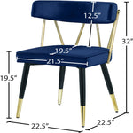 Rheingold Velvet Upholstered Dining Chair in Navy