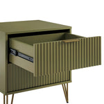 Dumbo 20" Fluted Nightstand (2-Drawer) in Olive Green