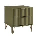 Dumbo 20" Fluted Nightstand (2-Drawer) in Olive Green