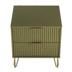 Dumbo 20" Fluted Nightstand (2-Drawer) in Olive Green
