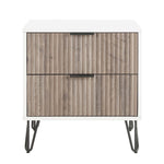 Dumbo 20" Fluted Nightstand (2-Drawer) in Rustic Gray and White
