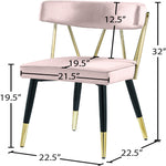 Rheingold Velvet Upholstered Dining Chair in Pink