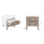 Dumbo 20" Fluted Nightstand (2-Drawer) in Rustic Gray and White