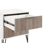 Dumbo 20" Fluted Nightstand (2-Drawer) in Rustic Gray and White