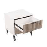 Dumbo 20" Fluted Nightstand (2-Drawer) in Rustic Gray and White