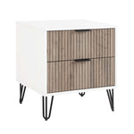 Dumbo 20" Fluted Nightstand (2-Drawer) in Rustic Gray and White