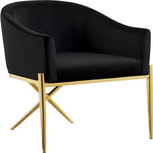 Xavier Velvet Upholstered Dining Chair (763-C) in Black
