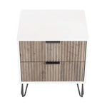 Dumbo 20" Fluted Nightstand (2-Drawer) in Rustic Gray and White