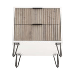 Dumbo 20" Fluted Nightstand (2-Drawer) in Rustic Gray and White
