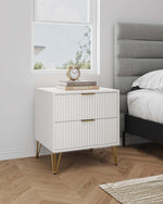 Dumbo 20" Fluted Nightstand (2-Drawer) in White