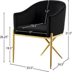 Xavier Velvet Upholstered Dining Chair (763-C) in Black