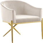 Xavier Velvet Upholstered Dining Chair (763-C) in Cream