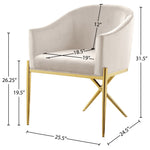 Xavier Velvet Upholstered Dining Chair (763-C) in Cream