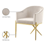 Xavier Velvet Upholstered Dining Chair (763-C) in Cream