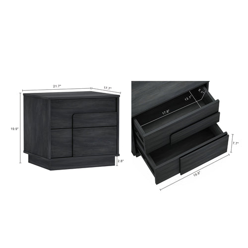 Horizon 22" Nightstand (2-Drawer) in Charcoal Gray