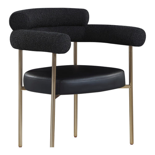 Blake Boucle Fabric And Vegan Leather Upholstered Dining Chair in Black