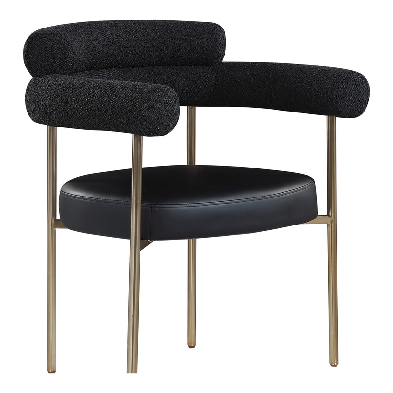 Blake Boucle Fabric And Vegan Leather Upholstered Dining Chair in Black