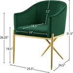 Xavier Velvet Upholstered Dining Chair (763-C) in Green