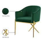 Xavier Velvet Upholstered Dining Chair (763-C) in Green