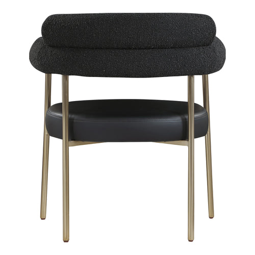 Blake Boucle Fabric And Vegan Leather Upholstered Dining Chair in Black