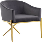 Xavier Velvet Upholstered Dining Chair (763-C) in Grey