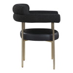 Blake Boucle Fabric And Vegan Leather Upholstered Dining Chair in Black