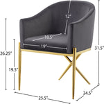 Xavier Velvet Upholstered Dining Chair (763-C) in Grey