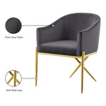 Xavier Velvet Upholstered Dining Chair (763-C) in Grey