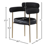 Blake Boucle Fabric And Vegan Leather Upholstered Dining Chair in Black