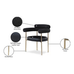 Blake Boucle Fabric And Vegan Leather Upholstered Dining Chair in Black
