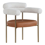 Blake Boucle Fabric And Vegan Leather Upholstered Dining Chair in Cognac