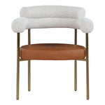 Blake Boucle Fabric And Vegan Leather Upholstered Dining Chair in Cognac