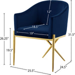 Xavier Velvet Upholstered Dining Chair (763-C) in Navy