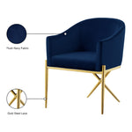 Xavier Velvet Upholstered Dining Chair (763-C) in Navy