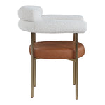 Blake Boucle Fabric And Vegan Leather Upholstered Dining Chair in Cognac