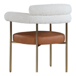 Blake Boucle Fabric And Vegan Leather Upholstered Dining Chair in Cognac