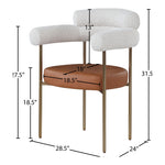 Blake Boucle Fabric And Vegan Leather Upholstered Dining Chair in Cognac